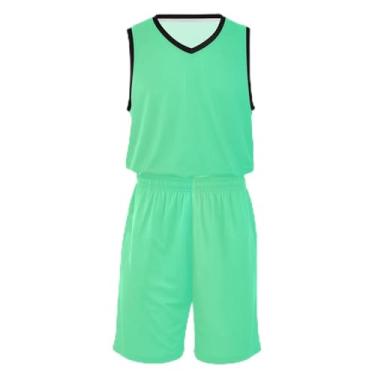 Imagem de Camisetas de basquete para meninos com gradiente azul vermelho, ajuste confortável, vestido de jérsei de basquete 5 a 13 anos, Verde dégradé, XXG