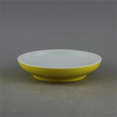 Imagem de Prato de frutas de porcelana esmaltado amarelo antigo de 15,2 cm Jingdezhen chinês decoração de casa