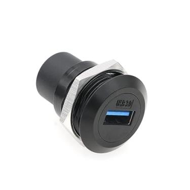 Imagem de SZRMCC Conector de montagem em painel USB 3.0, 2 peças, soquete fêmea USB, à prova d'água, cabo redondo, acoplador, adaptador de extensão com tampa contra poeira