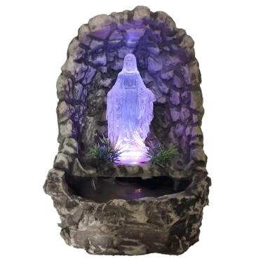 Imagem de Fonte de água decorativa Ns° das Graças gruta cascata luz colorida