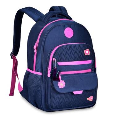 Imagem de Mochila Luluca Infantil Juvenil Escolar Feminina Resistente Reforçada (Azul LU24089)