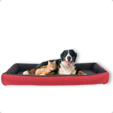 Imagem de Cama Cachorro Colchonete Lux Gigante King Fundo Impermeável (Tex Vermelho)