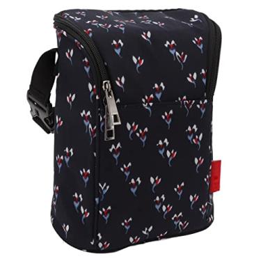 Imagem de Saco Refrigerador de Leite Materno, Sacolas Térmicas Isoladas para Aquecedor de Mamadeira para Enfermagem Ao Ar Livre, Creche para Mães (Preto com Floral Pequeno)