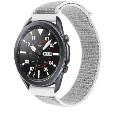 Imagem de Pulseira De Nylon Para Galaxy Watch 3 45mm Cor Cinza Com branco - 123s