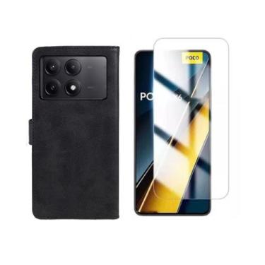 Imagem de Capa Capinha Carteira Estojo Flip + Pelicula de Vidro Para Poco X6 Pro