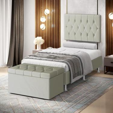 Imagem de Kit Painel Centaurus 100 e Calçadeira Sagitarius Veludo Aradecor, Bege