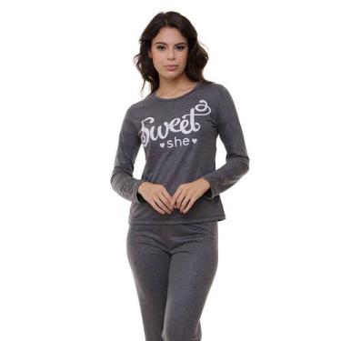 Imagem de Pijama Longo Doce Luar 5220 Poliviscose, Preto mescla, G