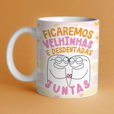 Imagem de Caneca porcelana flork amigas, ficaremos velhinhas e desdentadas junta
