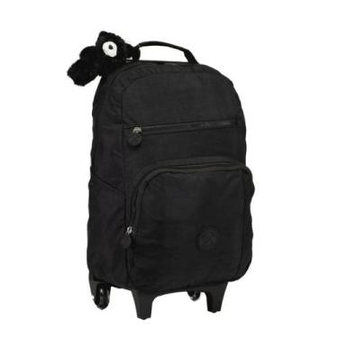 Imagem de Mochila Bolsa Escolar Reforçada Mala Carrinho Preto Liso 16L - Xeryus,
