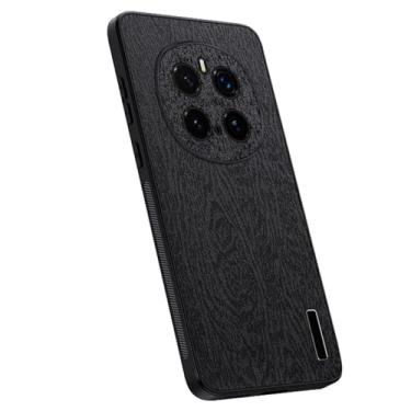 Imagem de HAO RIYLN Capa para Honor Magic 7 Pro/7, proteção total de lente couro textura de madeira capa de telefone fina proteção contra queda anti-impressão digital, preto, 7