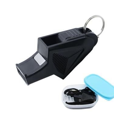 Imagem de UGpine Apito, apito de treinadores com cordão, som nítido alto, professor, apito de árbitro para esportes, basquete e futebol, apito de salva-vidas para emergência (preto)