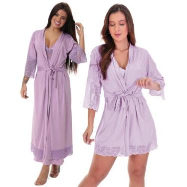 Imagem de Kit robe noiva roupão longo robe luxo sexy curto - ALTIE, Lavanda, P