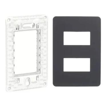 Imagem de Placa 4x2 Schneider Orion 2 Módulos Separado Preto + Suporte