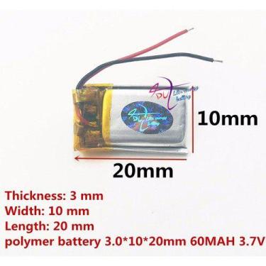 Imagem de Bateria 3,7v 60mah Com 3mm X 10mm X 20mm - KMIG