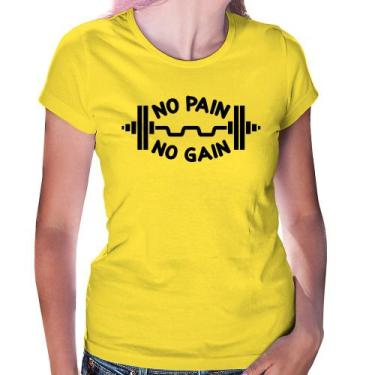 Imagem de Baby Look No Pain No Gain - Foca na Moda, Amarelo, P