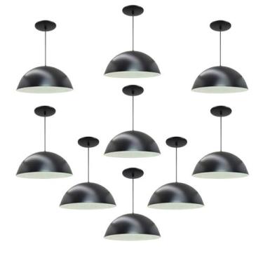 Imagem de Kit 9 Luminária Pendente Meia Lua 34cm Com Interior Branco Brilho Com 