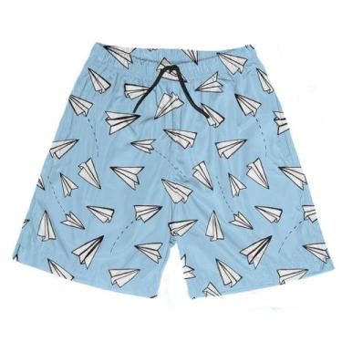 Imagem de Short Praia Shorts Banho Bermuda Verão Avião Papel Cartoon 168 - SMOKE