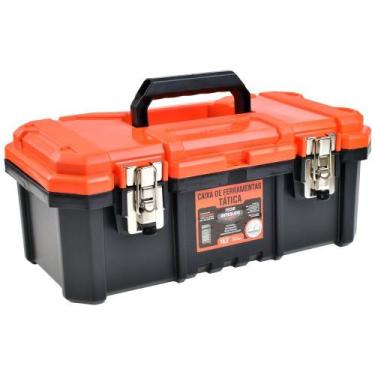 Imagem de Caixa de Ferramentas Plástica Tática Laranja Fecho Articulado de Metal