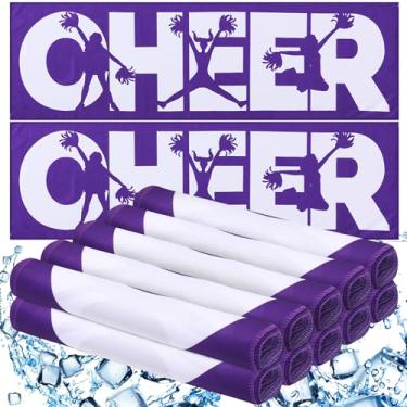 Imagem de Windkream Pacote com 12 toalhas refrescantes de líder de torcida roxas presentes de torcida em massa para equipes de torcida toalhas esportivas com bolsas 101,6 cm x 30,5 cm toalha fria respirável