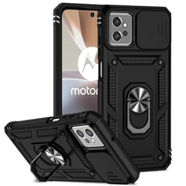 Imagem de Tothedu Capa para Moto G32, Motorola G32 XT2235-2 Capa com capa de câmera deslizante, anel giratório de 360°, capa magnética à prova de choque para Motorola Moto G32 preta