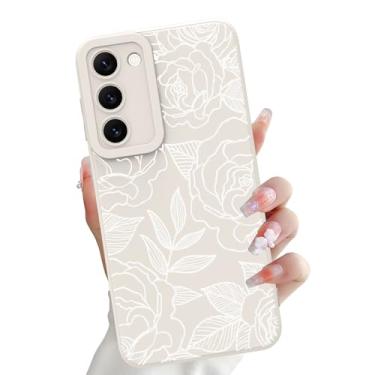 Imagem de OOK Capa compatível com Samsung Galaxy S23 5G, flores brancas de silicone, estampa floral rosa, proteção de câmera TPU macia e fina à prova de choque para mulheres e meninas - rosa branca