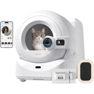 Imagem de Caixa de Areia, PET-KIT Aaixa de Areia para Gatos Grande Câmera com AI e auto-embalagem Caixa de Areia Autolimpante Kit Caixa de Areia para Gatos