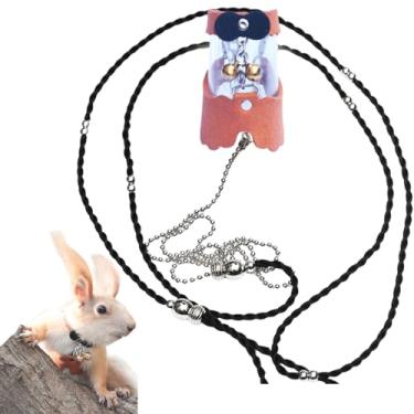 Imagem de Corda de tração de esquilo, corda antimordida, colete ajustável, arnês de caminhada para animais pequenos com coleira de chumbo para hamster, gerbil, rato, furão, chinchila (amarelo)