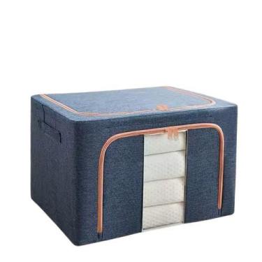 Imagem de Caixa Organizadora Roupas Toalha Coberta Closet Dobrável - MHR, Azul, 