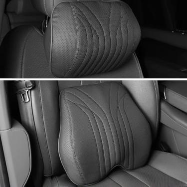 Imagem de MbenRundy Conjunto de almofadas de couro para carro e suporte lombar para Land Rover Range Rover/Sport 2023-2025 espuma de memória para carro kit de travesseiro de apoio lombar e travesseiro de