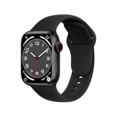 Imagem de DONEGANI Pulseira esportiva C1D para Apple Watch feminina Ultra 2 49 mm, série 10 46 mm, 9 8 7 45 mm 41 mm, SE 6 5 4 44 mm 40 mm, 3 2 1 42 mm 38 mm masculino iWatch, pulseira de silicone preta