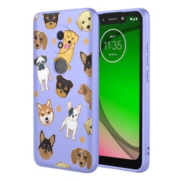 Imagem de KOARWVC Capa de celular para Moto G7 Play, XT1952 Capa de cachorro fofo design fino protetor macio TPU bumper capa de telefone para Motorola Moto G7 Play cachorro roxo