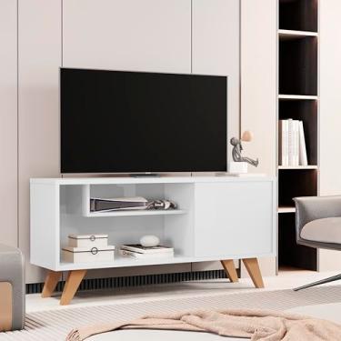 Imagem de Rack De Tv Para Sala, Moderno Com Prateleiras Heitor Mobi (Branco)