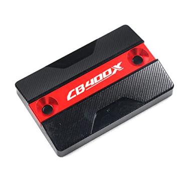 Imagem de Acc-Creativity Tampa do reservatório de fluido de freio dianteiro de alumínio para motocicleta, tampa do reservatório do cilindro mestre compatível com Honda CB400F CB400X CB500X (CB400X, vermelho)