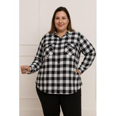 Imagem de Camisa Xadrez Plus size Blusa feminina viscolinho - Plena Persona, Pre