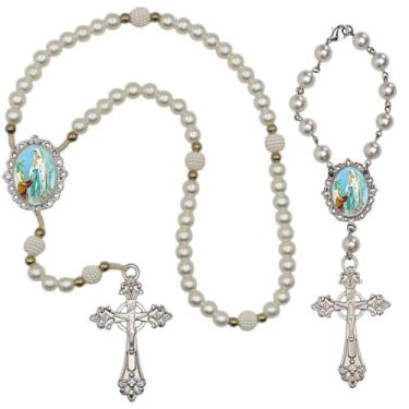 Imagem de Terco de Oraçao de Luxo com Terco de Carro Nossa Senhora de Lourdes Qu