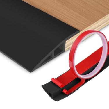 Imagem de Faixa de transição de piso de vinil para porta rampa autoadesiva para carpete acabamento de borda de porta, redutor de borda de sobreposição para carpete laminado, piso, azulejo (preto, 2/12.7 cm a 3