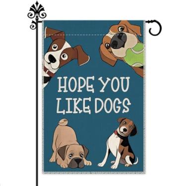 Imagem de Hafhue Hope You Like Dogs Bandeira de jardim, 30,5 x 45,7 cm bandeira dupla face fazenda quintal jardim decoração de gramado, decoração engraçada de rostos de cachorro, presentes para amantes de