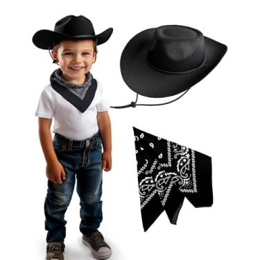 Imagem de SeptCity Chapéu de cowboy e bandana infantil, conjunto de fantasia de cowboy para meninos e meninas, lembrancinhas de festa de rodeio ocidental, acessórios de cosplay para aniversário de Halloween