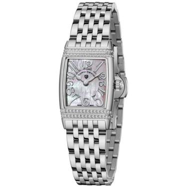 Imagem de Relógio feminino quartzo design fino elegante com strass em aço inoxidavel impermavel