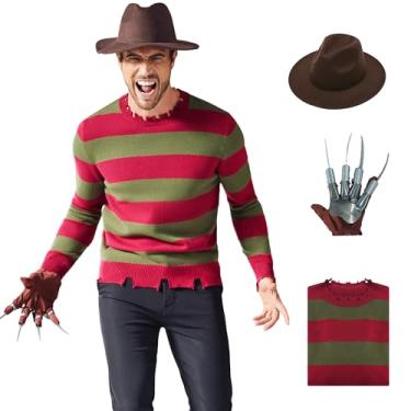 Imagem de Suéter masculino Freddy listrado fantasia Miss Krueger Halloween cosplay suéter vestido adulto chique GG