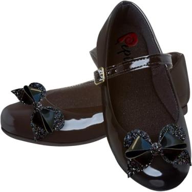 Imagem de Sapatilha Infantil Branca com Laços Brilhantes Detalhe em Glitter Sapato Menina Confortável (Preto, BR, Criança de 9 a 12 anos, Numérico, 33)