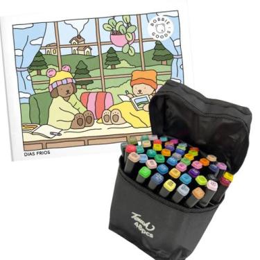 Imagem de Kit Livro Bobbie Goods Dias Frios + Canetinha Touch, 48 Cores