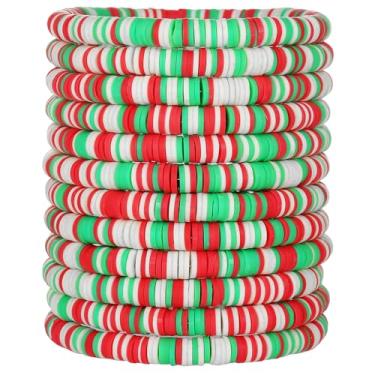 Imagem de HYHONEY 12 pulseiras da amizade com contas Heishi pulseiras fofas pulseiras de vinil argila disco contas surfista elástico verão praia pulseiras para mulheres, adjustable, argila