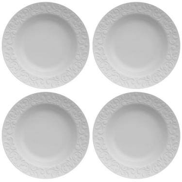 Imagem de Jogo 4 Pratos Fundos Redondos 23,5cm em Porcelana com Relevo Tassel Ge