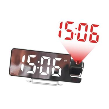 Imagem de BLWOTMOR Relógio Despertador com Projeção E Display LED, Espelho, Dia, Data, Temperatura, Luz Noturna, Relógio Digital para Mesa, Casa, Teto, Crianças E Adulto, branco, Tamanho real
