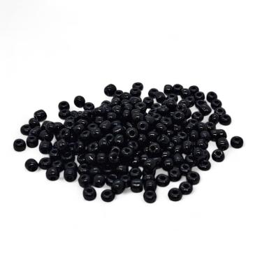 Imagem de Miçanga Leitosa para Guia Preta Lisa Artesanato 4mm de 250g