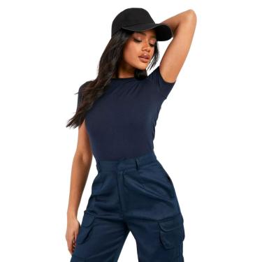 Imagem de Camiseta Babylook Básica Confortável 100%Algodão Azul Marinho