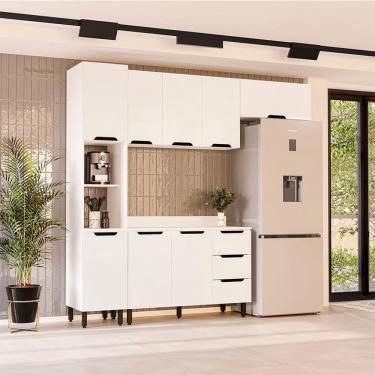 Imagem de Cozinha Completa com Tampo Meena 8 Portas 3 Gavetas Branca