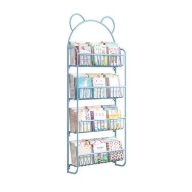 Imagem de YAYAOVP-24927 Estante de livros de parede, prateleira de livros de arte de ferro simples, rack de armazenamento de livros ilustrados de arte de ferro, suporte de armazenamento para economia de espaço