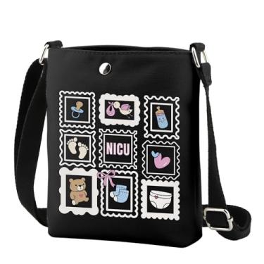 Imagem de TSOTMO Bolsa tiracolo NICU Nurse Neonatal ICU Nurse Gift for RN Doctor Nurse Appreciation Neonatal Nursing Shoulder Bag, Preto Nicu Cr